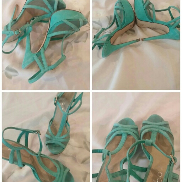 Aldo teal suede high heels sling - Picture 1 of 8